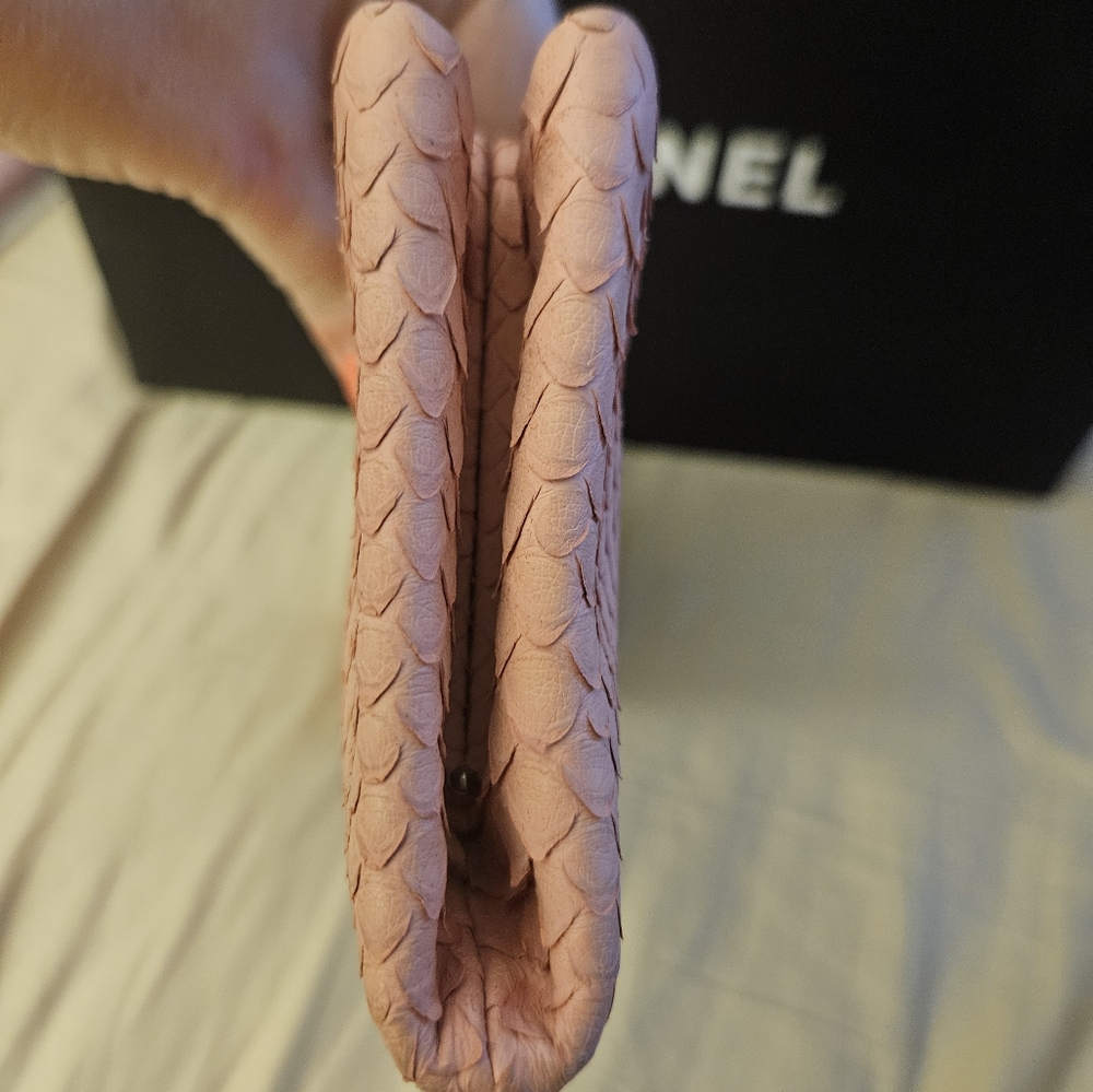 Chanel Python Clutch Pink ~ Comes With Box, Dust … - image 8
